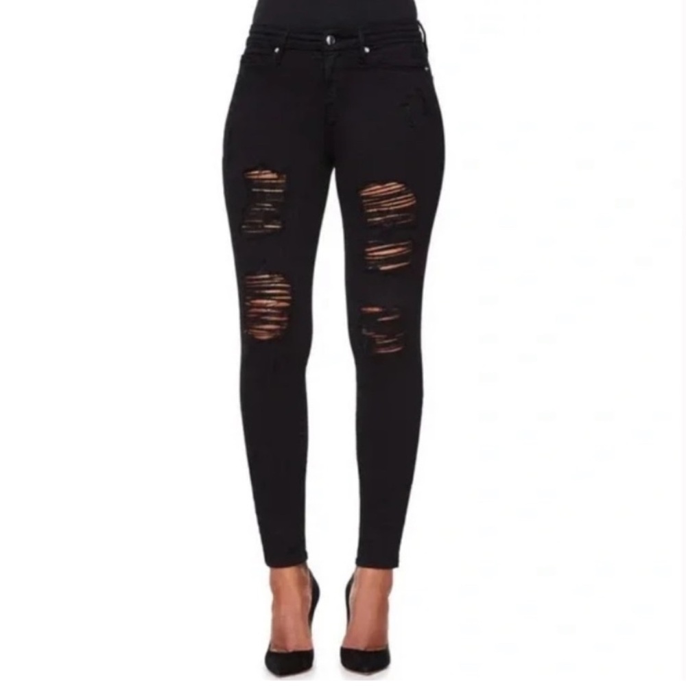 NWT Good American Good Legs Distressed Black Jeans size 29